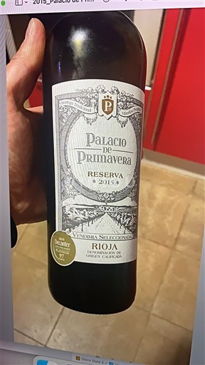 La Rioja rioja Palacio de Primavera Reserva 2015