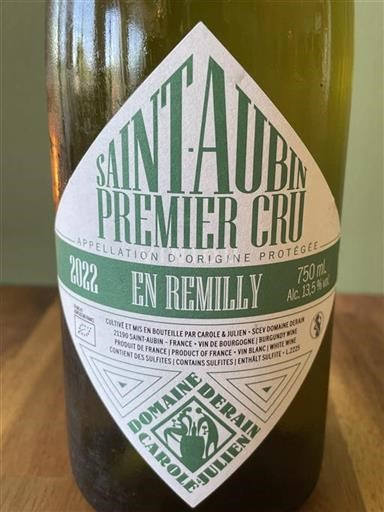 Borgogna Saint-Aubin Premier Cru Domaine Derain En Remilly 2022