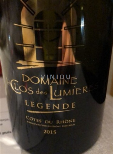 Rhônedalen Côtes du Rhône Clos des Lumières Legende Côtes-du-Rhône 2015