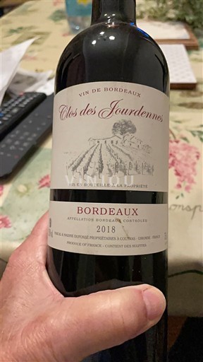 Bordeaux Clos des Jourdennes 2018