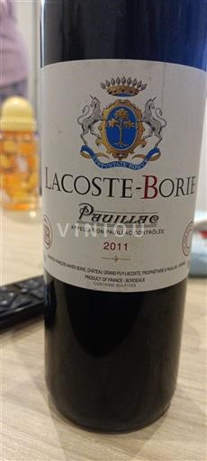 Bordeaux Pauillac Lacoste-Borie 2011