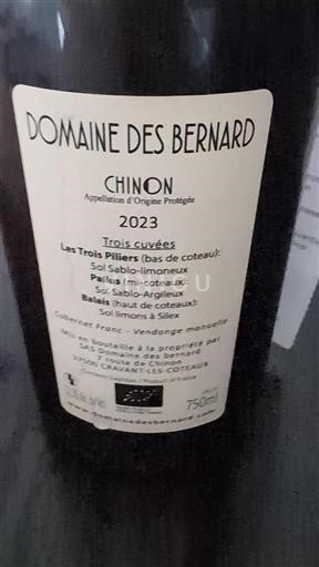 Loiren laakso Chinon Domaine Des Bernard Les Trois Piliers 2023