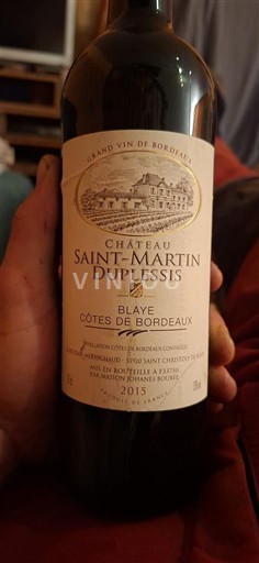 Bordeaux Blaye Côtes de Bordeaux Château Saint-Martin Duplessis 2015