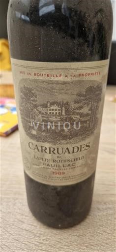 Bordeaux Pauillac Château Lafite Rothschild Carruades de Lafite Rothschild 1989