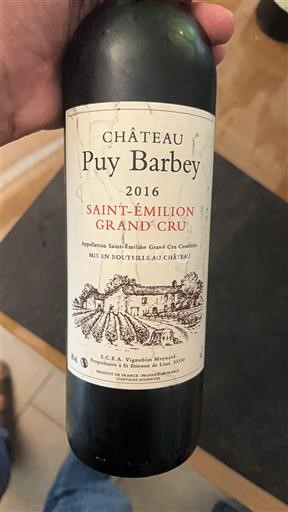 Bordeaux Saint-Émilion Grand Cru Grand Cru Château Puy Barbey 2016