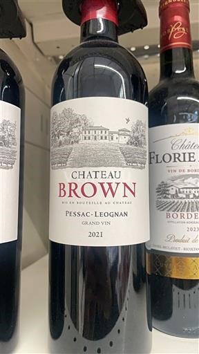 Vin Rouge sec Grand Vin Château Brown 2021 France Bordeaux Pessac-Léognan AOC