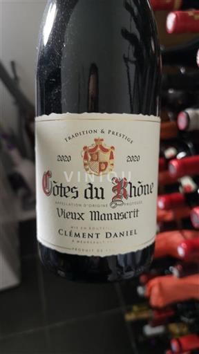 Thung lũng Rhône Côtes-du-rhône Clément Daniel Vieux Manuscrit 2020
