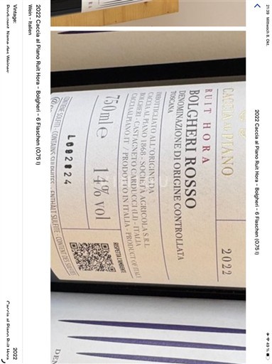 Toscana Bolgheri Caccia al Piano Ruit Hora 2022