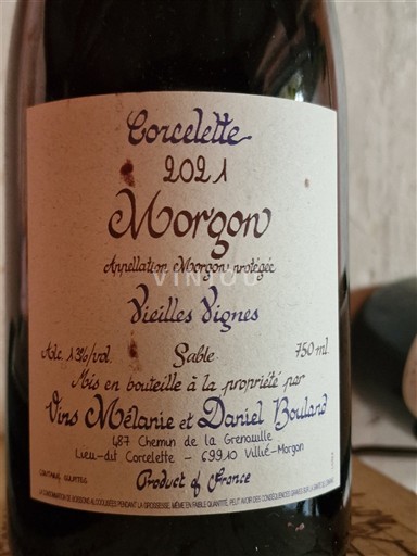 Beaujolais Morgon Vins Mélanie et Daniel Bouland Corcelette Vieilles Vignes 2021