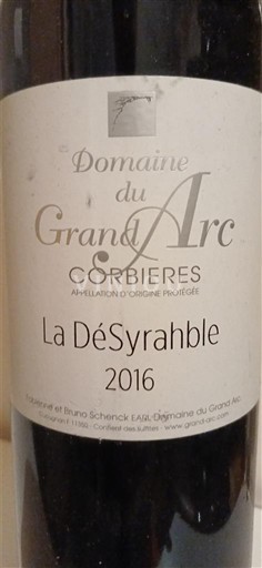 Linguadoca Corbières Domaine Grand Arc La DéSyrahble 2016
