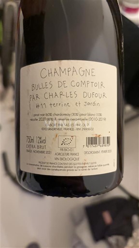 Champaña Champán Charles Dufour Bulles de Comptoir #11 Terrine et Jardin 2020
