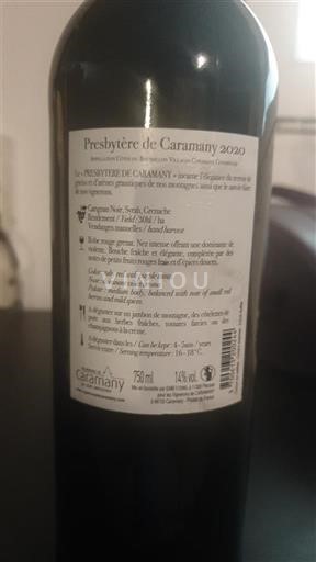 Roussillon Côtes du Roussillon Villages Presbytère de Garamany 2020