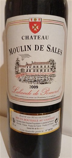 Bordeaux Lalande-de-Pomerol Château Moulin de Sales 2009