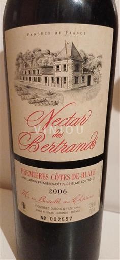 Bordeaux Côtes-de-Blaye Château Les Bertrands Nectar des Bertrand 2006