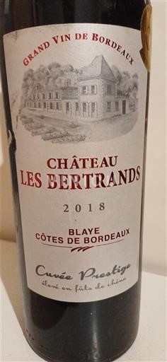 Bordeaux Blaye-côtes-de-bordeaux Château Les Bertrands Prestige 2018
