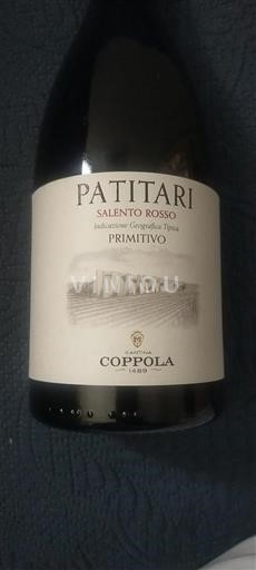 Puglia Susumaniello Salento Cantina Coppola Patitari Niet-geïntegreerd