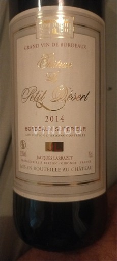 Bordeaux Bordeaux Supérieur Château Petit Désert 2014