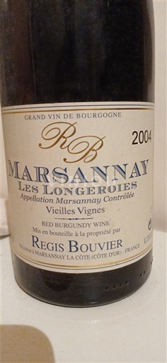Borgogna Marsannay Régis Bouvier Les Longeroies Vieilles Vignes 2004