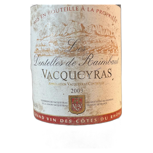 Valle del Ródano Vacqueyras Vignerons de Vacqueyras Les Dentelles de Raimbault 2003