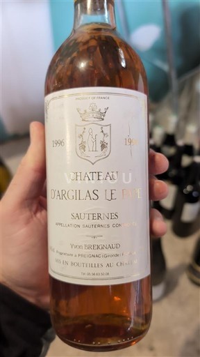 Bordeaux Sauternes Château Argilas Le Pape 1996