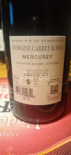 Burgundi Mercurey Domaine Garrey & Fils Ei vuosikertaa
