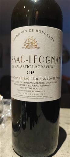 Bordeaux Pessac-Léognan Château Malartic-Lagravière Grand vin de Bordeaux 2015