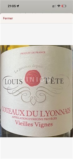 Lyonnais Coteaux du Lyonnais Louis Tête Vieilles Vignes 2021