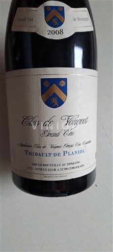 Burgundy Clos-de-Vougeot Grand Cru Thibault de Planio 2008