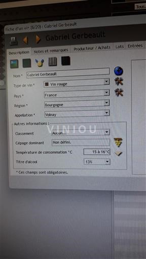 Burgundy Volnay Gabriel Gerbeault 2011