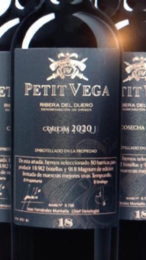 Castilien og León Ribera del Duero Petit Vega Cosecha 2020 Crianza ’18 Meses en Barrica’ 2020