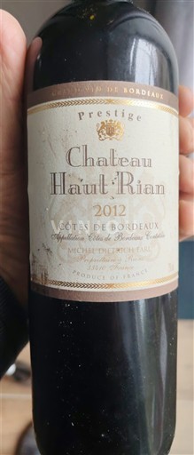 Burdeos Côtes-de-Bordeaux Château Haut-Rian Prestige 2012