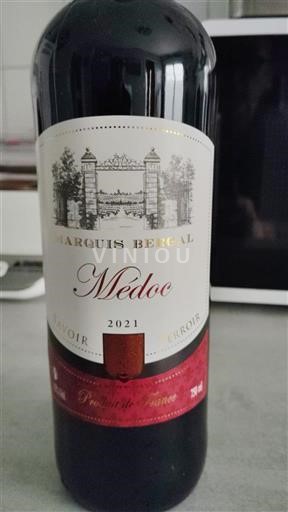 Vin Rouge sec Marquis Bernol 2021 France Bordeaux Médoc AOC