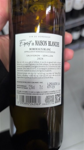 Bordeaux Bordeaux blanc Maison Blanche Esprit de Maison Blanche 2024