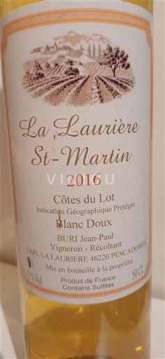 Sydväst Côtes du Lot La Laurière St-Martin 2016