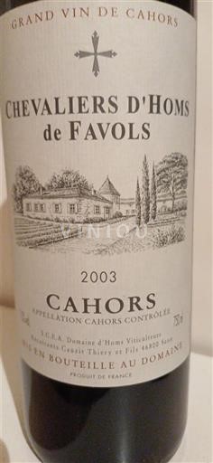 Sydväst Cahors Chevaliers Homs de Favols 2003