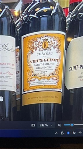 Bordeaux Saint-Émilion Grand Cru Grand Cru Château Vieux Guinot 2022