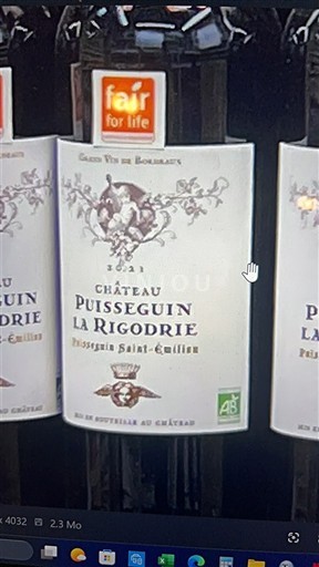 Bordeaux Puisseguin-saint-émilion Château Puisseguin La Rigodrie 2021