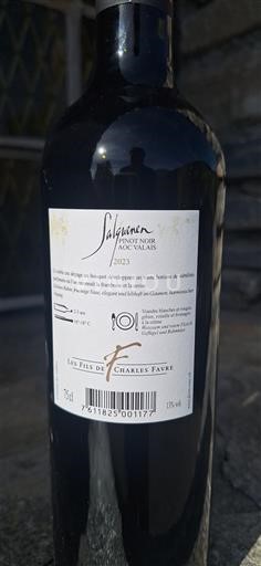 Vin Rouge sec Pinot noir / Salquenen Les Fils de Charles Favre 2023 Suisse Valais AOC