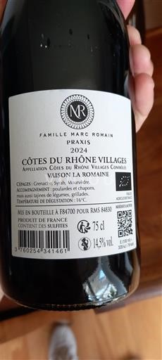 Rhônevallei Côtes-du-rhône-villages Famille Marc Romain Praxis 2024