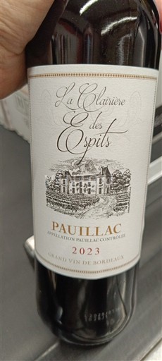 Bordeaux Pauillac La Clairière des Ospts 2023