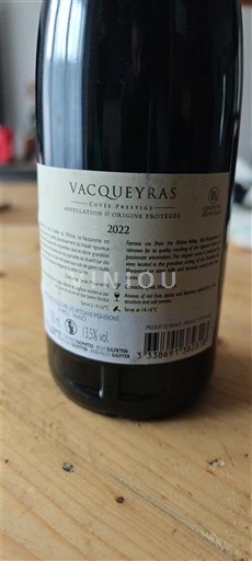 Valle del Rodano Vacqueyras Cuvée Particulière 2022