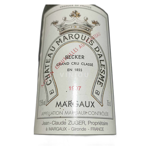 Bordeaux Margaux Château Marquis Alesme 1997
