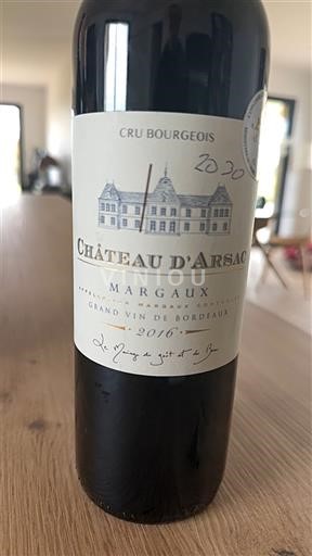 Wines Rouge sec Château Arsac 2016 France Bordeaux Margaux AOC Cru Bourgeois