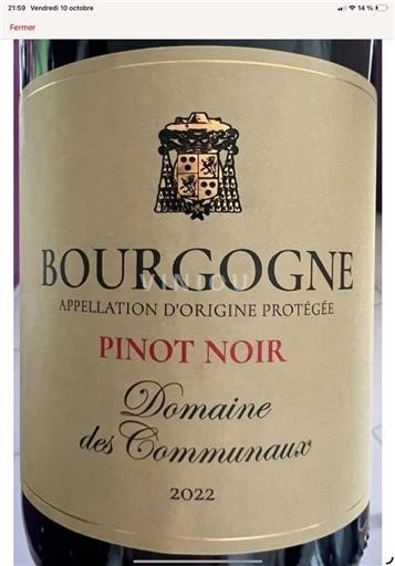 Burgundsko Domaine Des Communaux Pinot Noir 2022