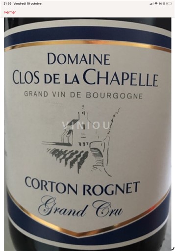 Burgundsko Corton Grand Cru Domaine Clos de la Chapelle Corton Rognet 2014