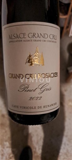 Alsácia Pinot gris Grand Cru Cave Vinicole de Hunawihr Grand Cru Rosacker Pinot Gris 2022
