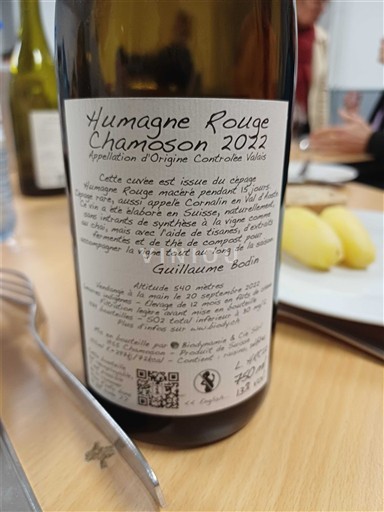 Valais Ikke specificeret Guillaume Bodin Humagne Rouge 2022