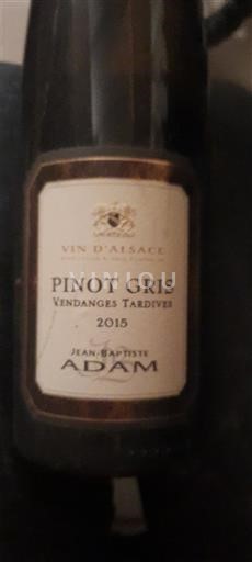 Alsácia Pinot gris Vendanges Tardives Jean-Baptiste Adam 2015