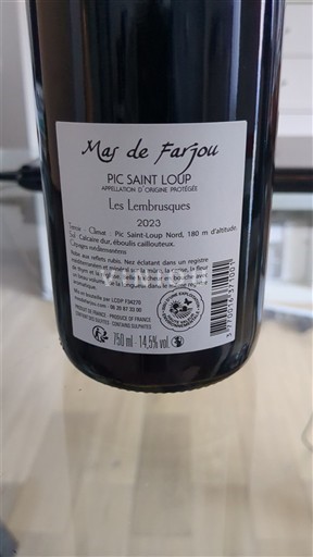 Languedoc Pic-saint-loup Mas de Farjou Les Lembrusques 2023