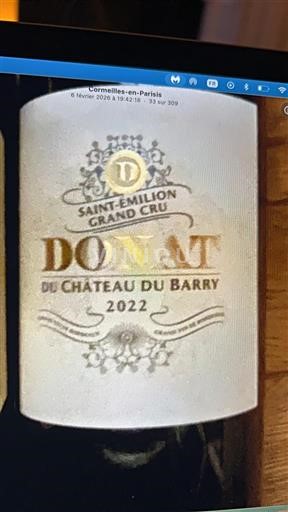 Bordeaux Saint-Émilion Grand Cru Grand Cru Château Barry Donat 2022